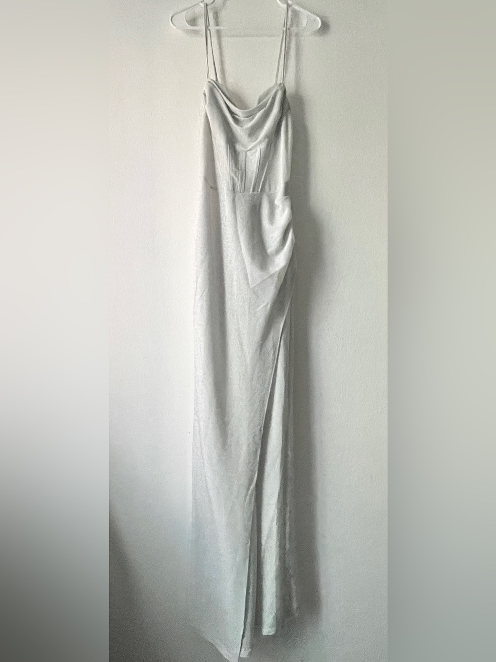 Slip-Style White Maxi Skirt with Draped Waist